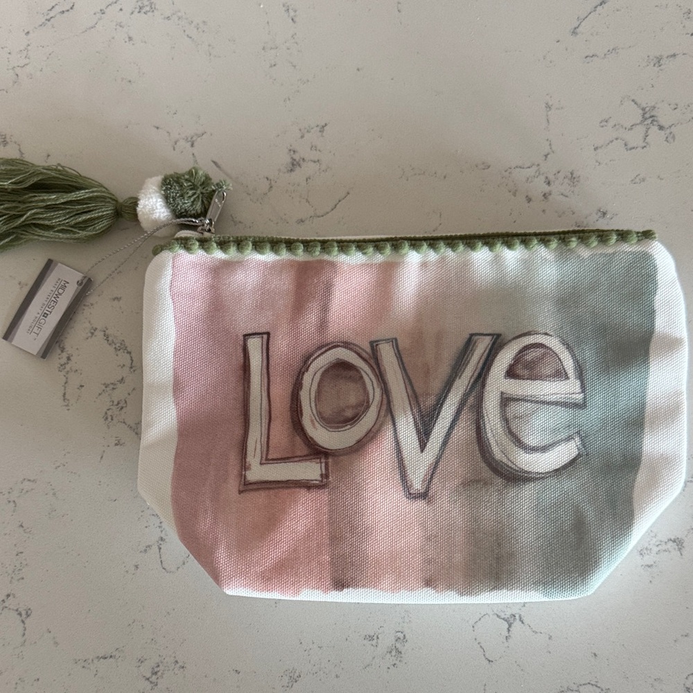 Love Print Pouch with Tassel
